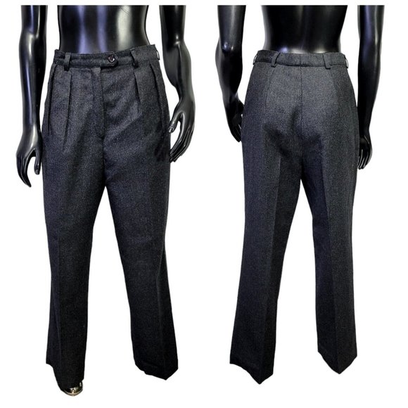 Vintage 90s Giorgio Sant Angelo Womens Grey Wool Pleated‎ Waist Slacks Trousers - Picture 1 of 11